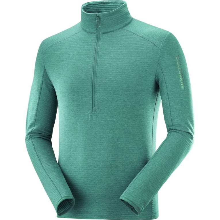 Sudaderas Salomon Outline Half Zip Hombre Verdes | MX XCVG651